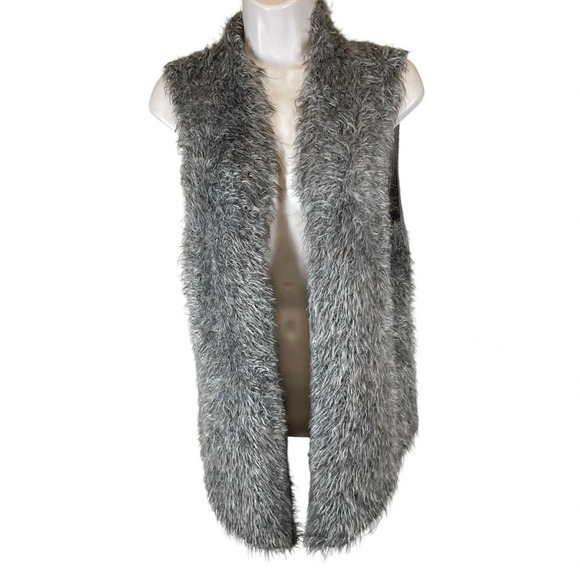 CABI Faux Fur Alpaca Mohair Ribbed Knit Back Drape Sweater Vest Size M #180 - Picture 2 of 9